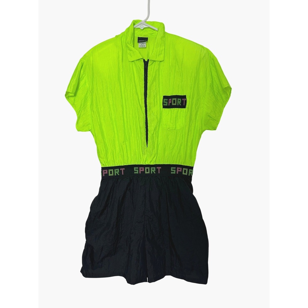 vintage Dotti 80s Sport Romper S Neon Retro exercise 90s aerobics windbreaker